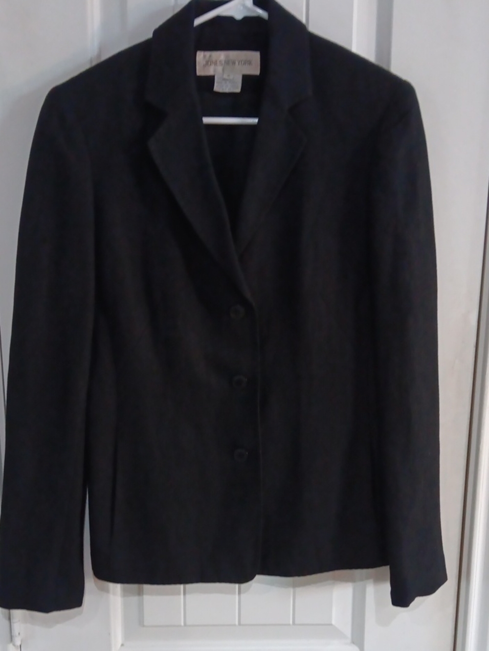 Jones New York Vintage Black Linen Blend 3-Button Tailored Blazer Jacket Size 8